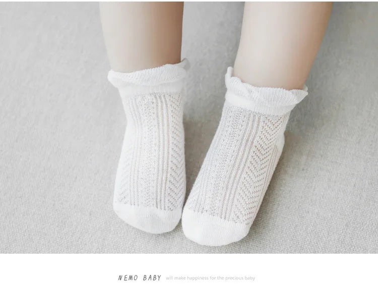 4 Pairs/Lot  New Baby Socks Mesh Thin Newborn Socks Combed Cotton Boneless Soft Summer Baby Socks For Gift