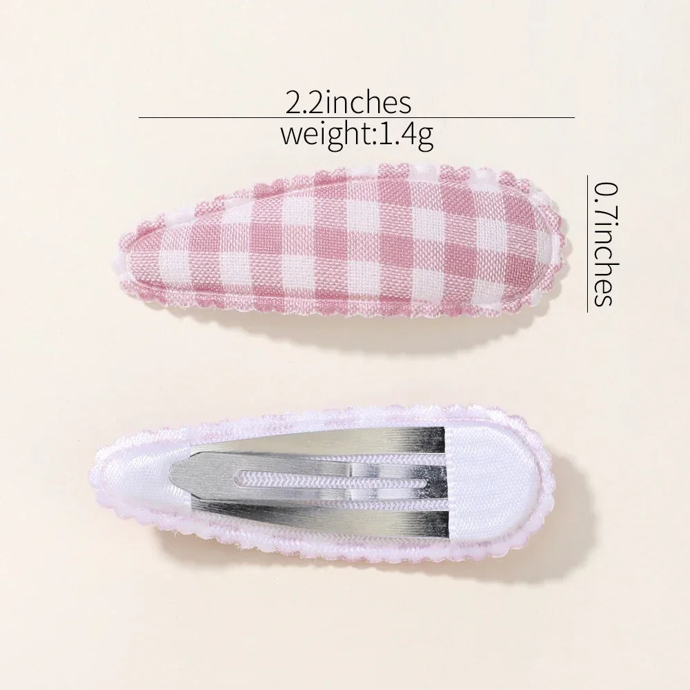 10pcs/set Baby Kids Fresh Print Cotton Alloy Hair Clips Fabric Plaid BB Hairpins Toddler Hairgrips Headwear Hair Accessories