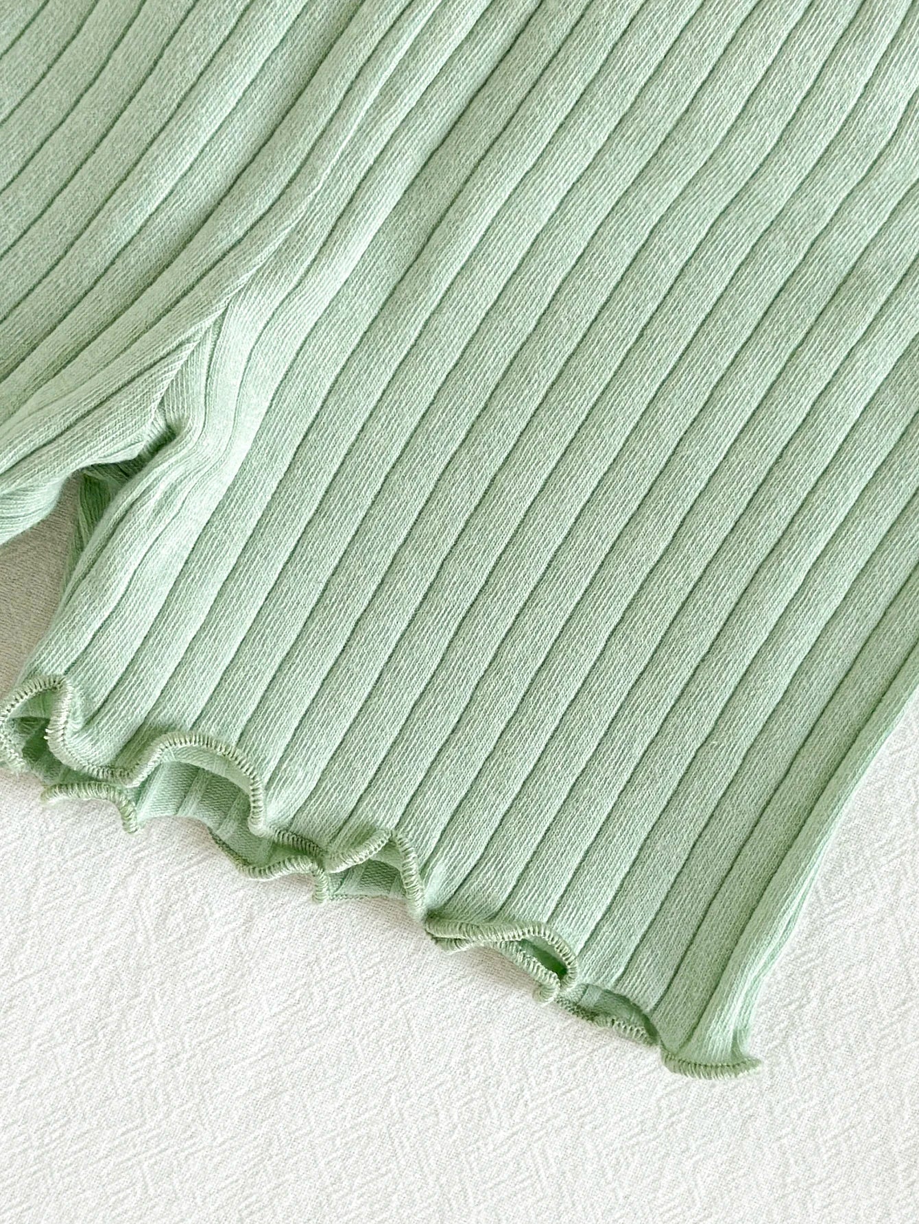 Newborn Baby Set Light Green Pit Strip Top+Pants Set Suitable for 0-9 Months Female Baby Comfortable Casual Set Baby clothing