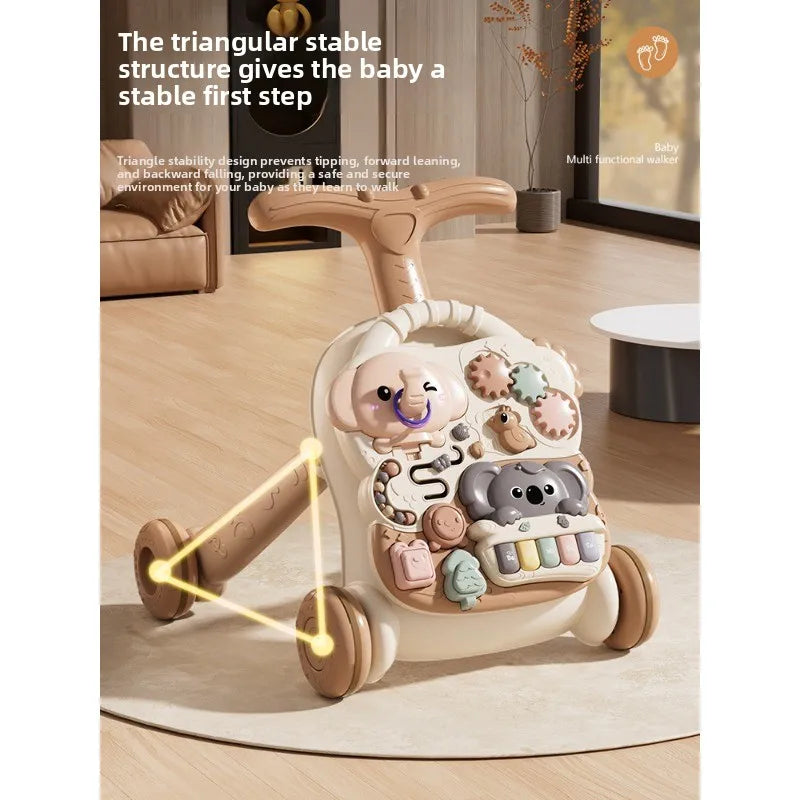 Baby Multifunctional Walker Toy Anti-Rollover Toddler Walking Assistant Adjustable Activity Learning Push Gift for 1 Year Old