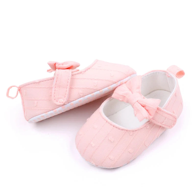 Spring Autumn New Product 0-1 Years Old Girls' Shoes with Soft Soles Embroidered Bowknot Fashionable and Cute Baby Learning WalK