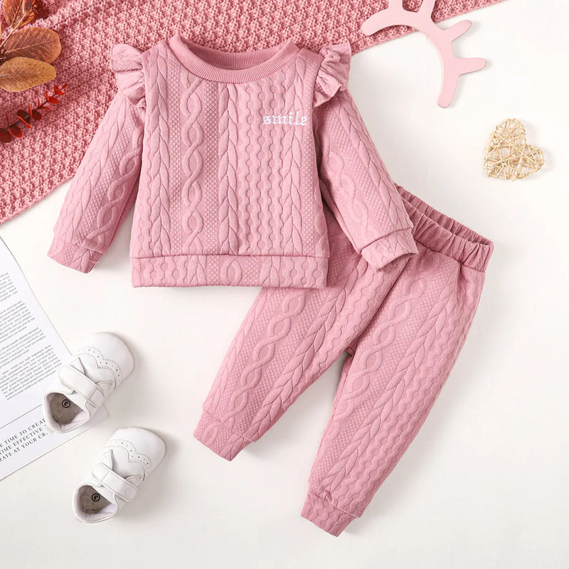 0-24 Months Baby Girl Set Solid Color Twist bar Tops+Long Pants 2pc/Set Baby Girl Spring  Autumn Fashion Set Toddlers' Clothing