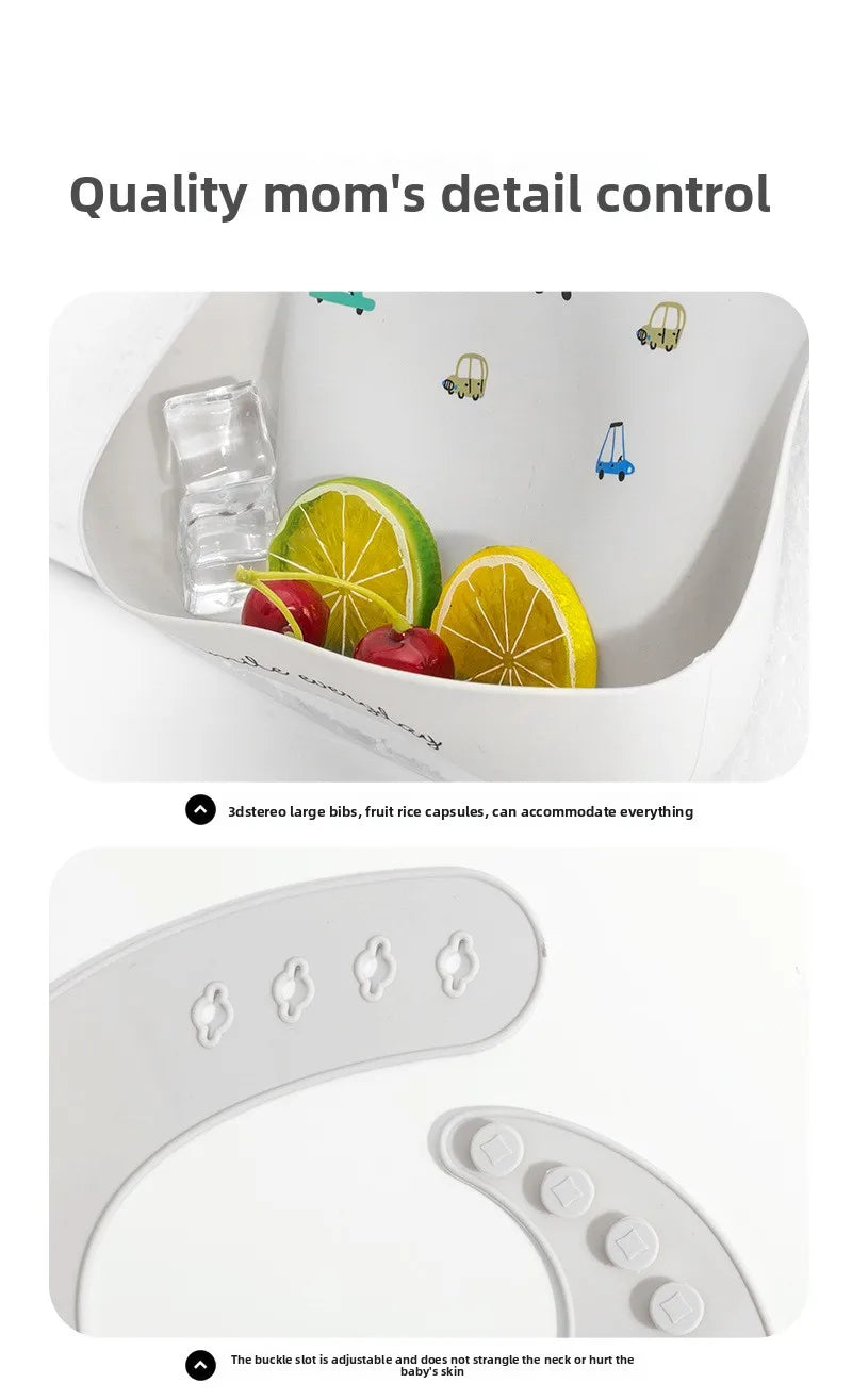 Maternal and Infant Products Baby Bib Waterproof Children's Silicone Bib, Baby Saliva Rice Pocket Leave-in Summer
