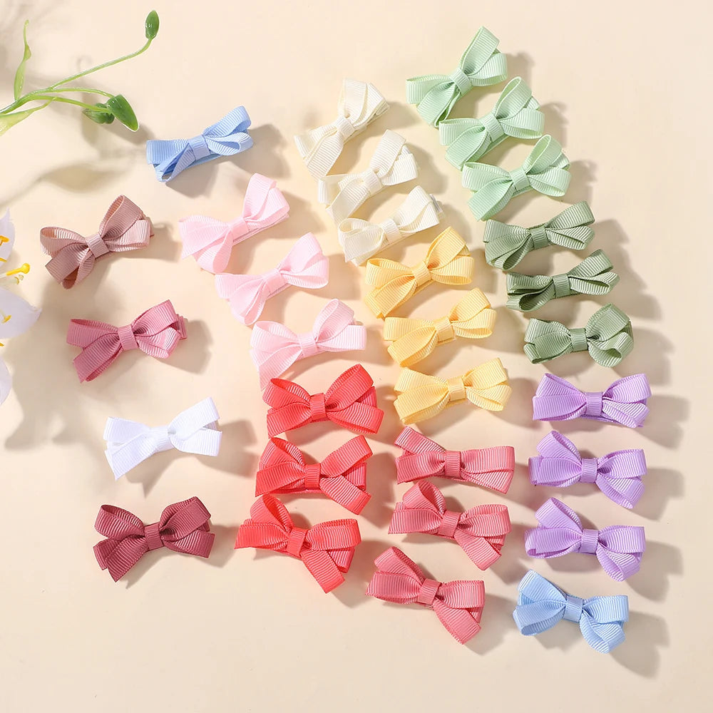 60Pcs Random Candy Color Hair Bows Hair Clip 2.36 Inch Ribbon Hairgripes Cute Baby Girls Headdress