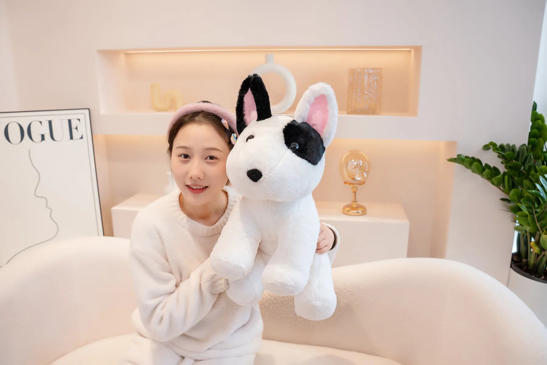 New 40/50cm Sitting Posture Bull Terrier Plush Toys Kawaii Pet Dog Stuffed Animal Toy Sleep Mate Throw Pillow Kid Birthday Gift