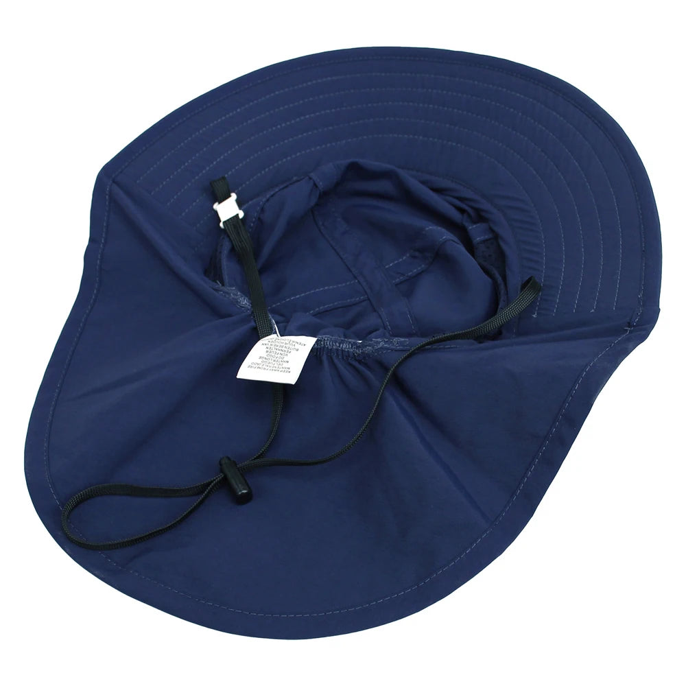 Spring Summer Baby Hat Beach Sun Protection Neck Kids Bucket Hats for Girls Boys Adjustable Children Cap Baby Accessories 6M-6Y