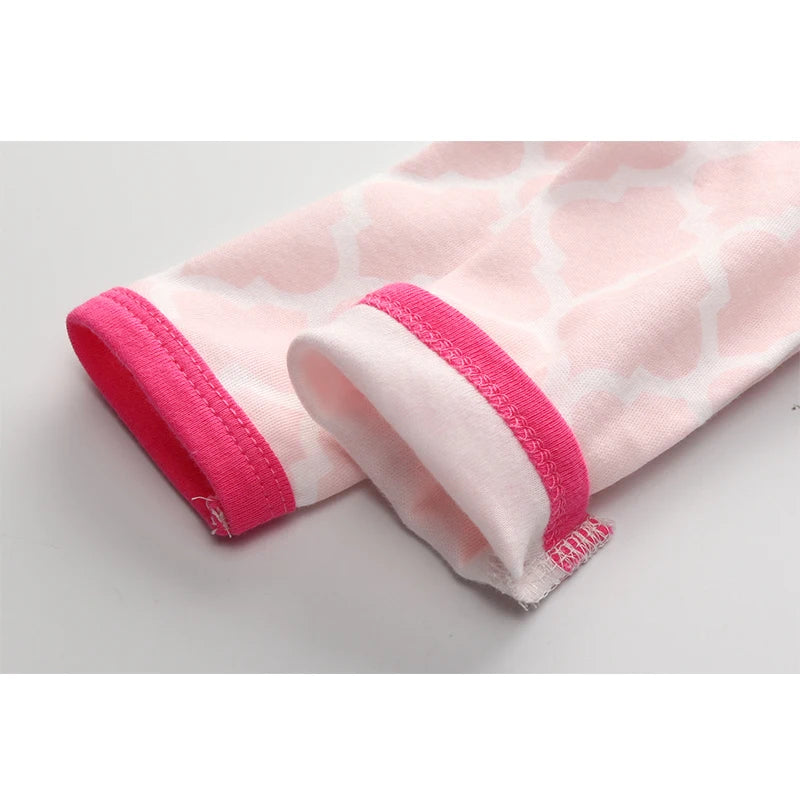 Kiddiezoom Fashion Cute Pink Rabbit Print long Sleeve Baby Girl Rompers Soft 100%Cotton Newborn Jumpsuits Infants Clothing