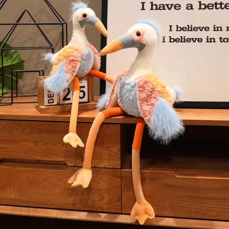 Wholesale Fantastic Crowned Crane Doll Stuffed Plush Balearica Big Bird Cartoon Long Legs Animal Toy Colorful Plushie Gift