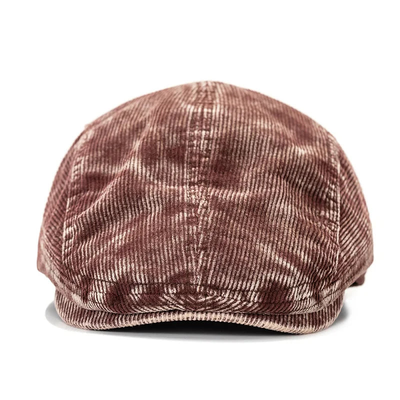 American Retro Tie-Dye Reversible Corduroy Duckbill Cap Womens Fashion Hat With Washed Fabric