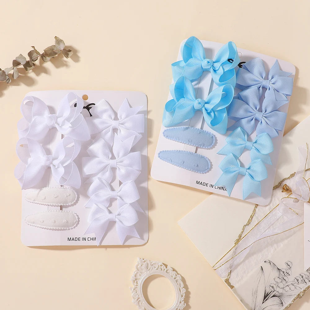 8Pcs Kids Bows Hair Clips Gift Set 4 Styles of Webbing BB Head Clips Sets Fashion Girls Hair Accessories Set