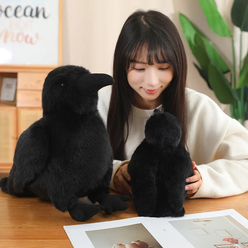 30cm Realistic Crow Plush Toy Lifelike Stuffed Raven Soft Halloween Christmas Gift for Kids Bird Lovers Home Decor