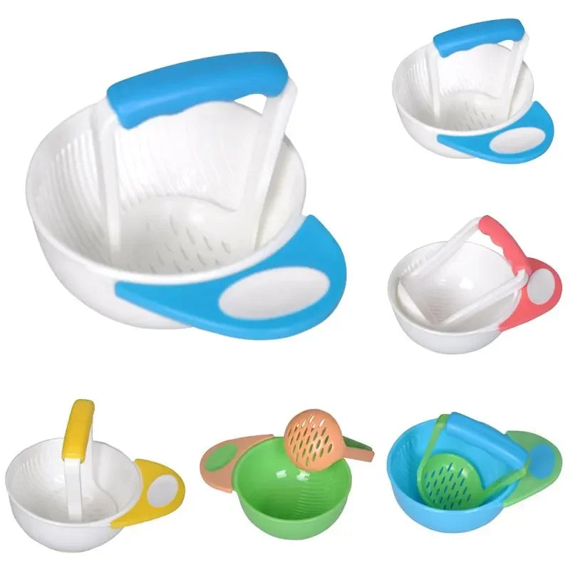 Baby Learn Baby Food Mills Kids Dishes Grinding Bowl Handmade Grinding Food Fruit Supplement Children Baby Feeding Bowl