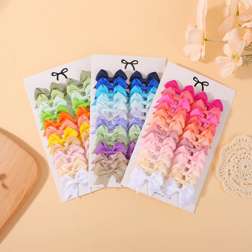 24Pcs 2-inch Hair Bows Clips for Girls Classic Ribbon Bowbot Pigtail Hairgrip Kids Hair Accessories Children's Headwear
