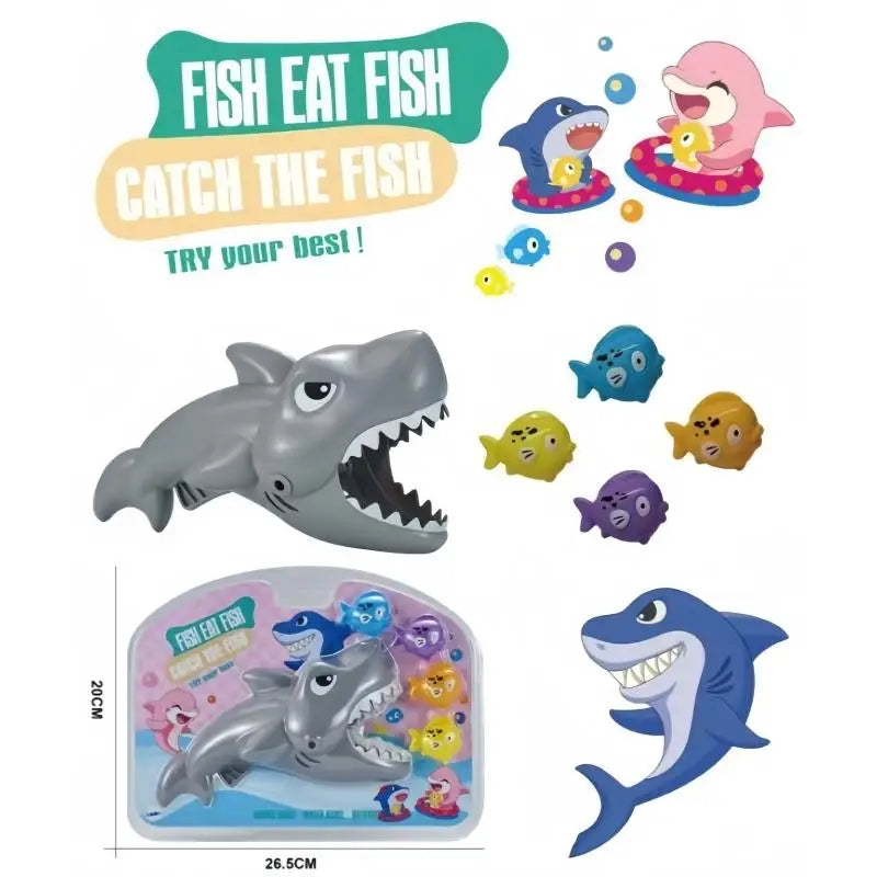 Kids Interactive Bathtub Toy Set, 5Pcs Big Shark Eats Small Fish, Fun Water Game, Ideal Children's Gift