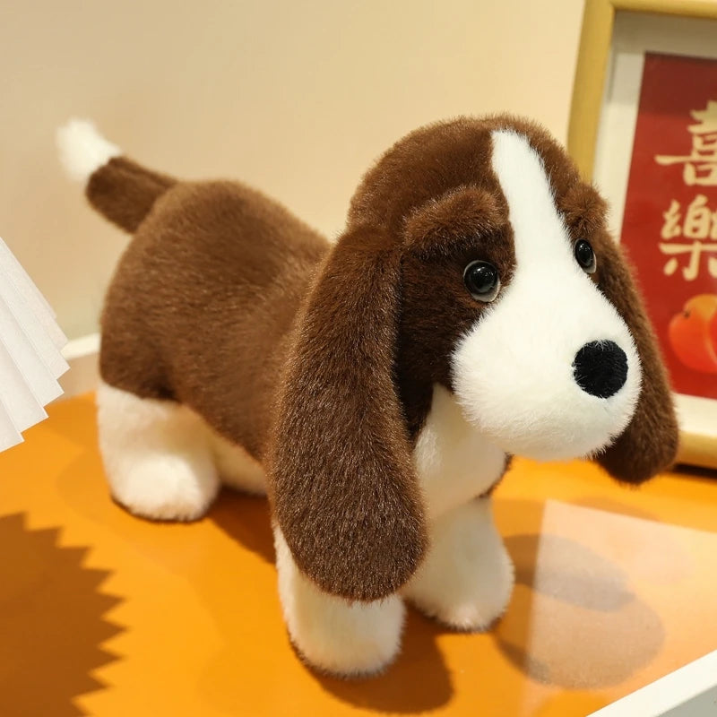 35cm Dachshund Plush Toy Soft Lifelike Standing Dog For Desktop Decor And Room Gift