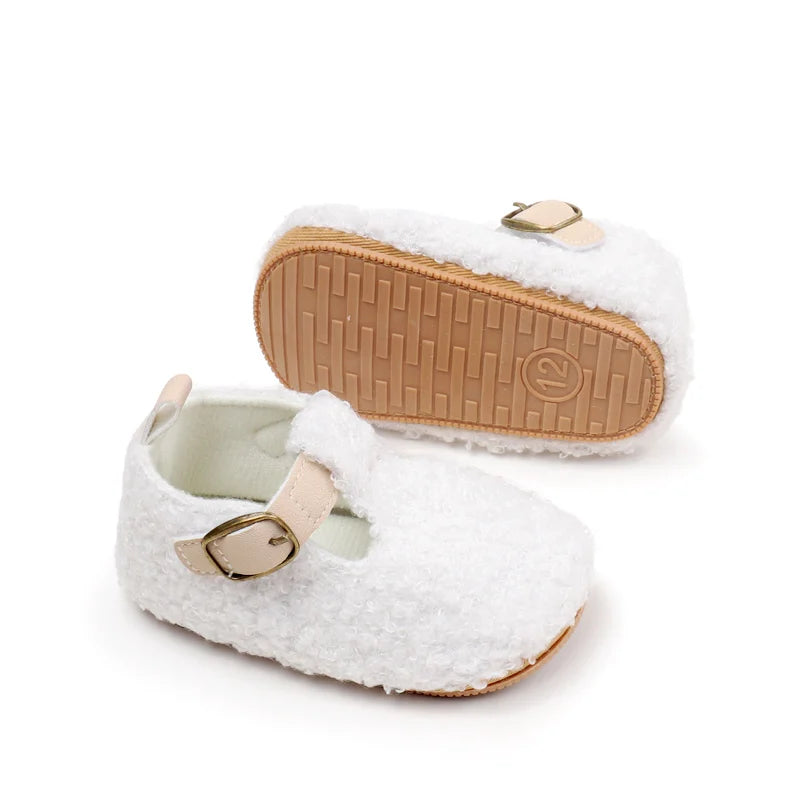 Winter Cute Baby Girl Boy Velvet Cotton Shoes Warm Plush Comfortable TPR Sole Anti Slip Solid High Quality Walking Shoes BMB4005
