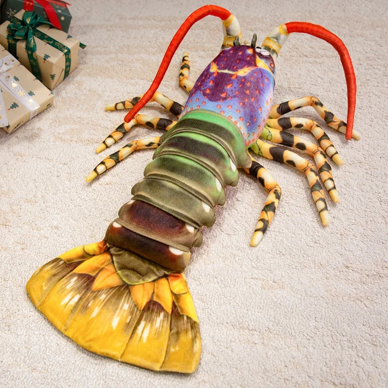 Colorful Lobster Plush Toy Stuffed Throw Pillow - Lifelike Design Creative Home Decor Funny Christmas Gift Vivid Lobster Theme
