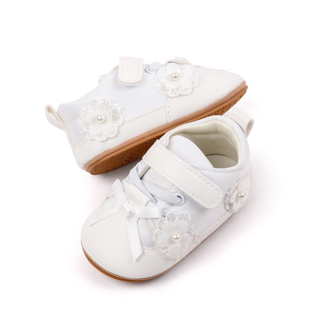 Baby Girls First Walking Toddler Shoes For 0-18 Months Spring And Autumn High Quality TPR Sole Four Colors Cute Flower Design