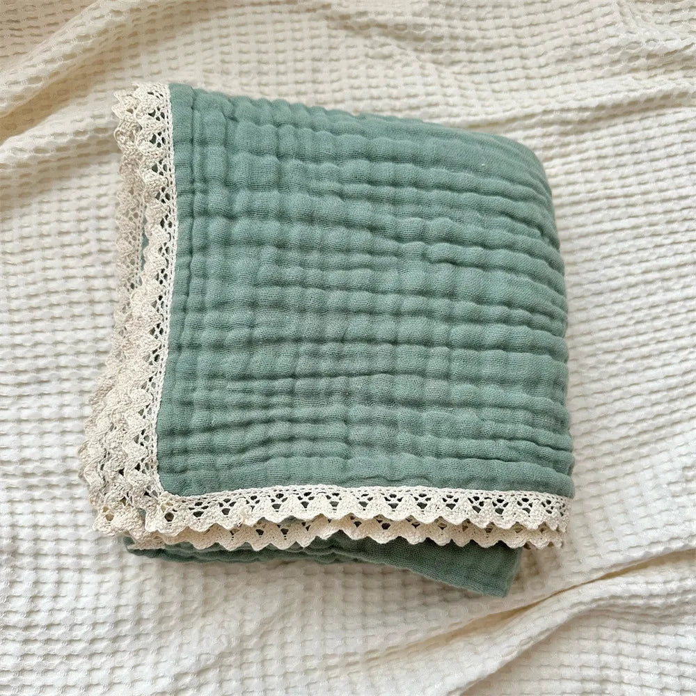 Newborn Baby Bath Towel 6 Layer Gauze Muslin Swaddle Cotton Receive Blankets Swaddling Wrap Lace Langer New Born Diapers Bedding