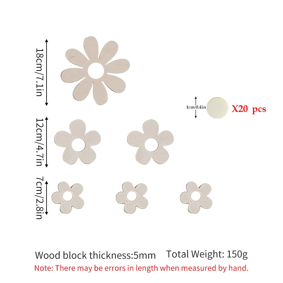 Vintage Wooden Large Daisy Flower Wall Sticker Home Decoration Nursery Room Wall Art Festival Party Background Wall Decoration Floral Art Wooden Wall Sticker.