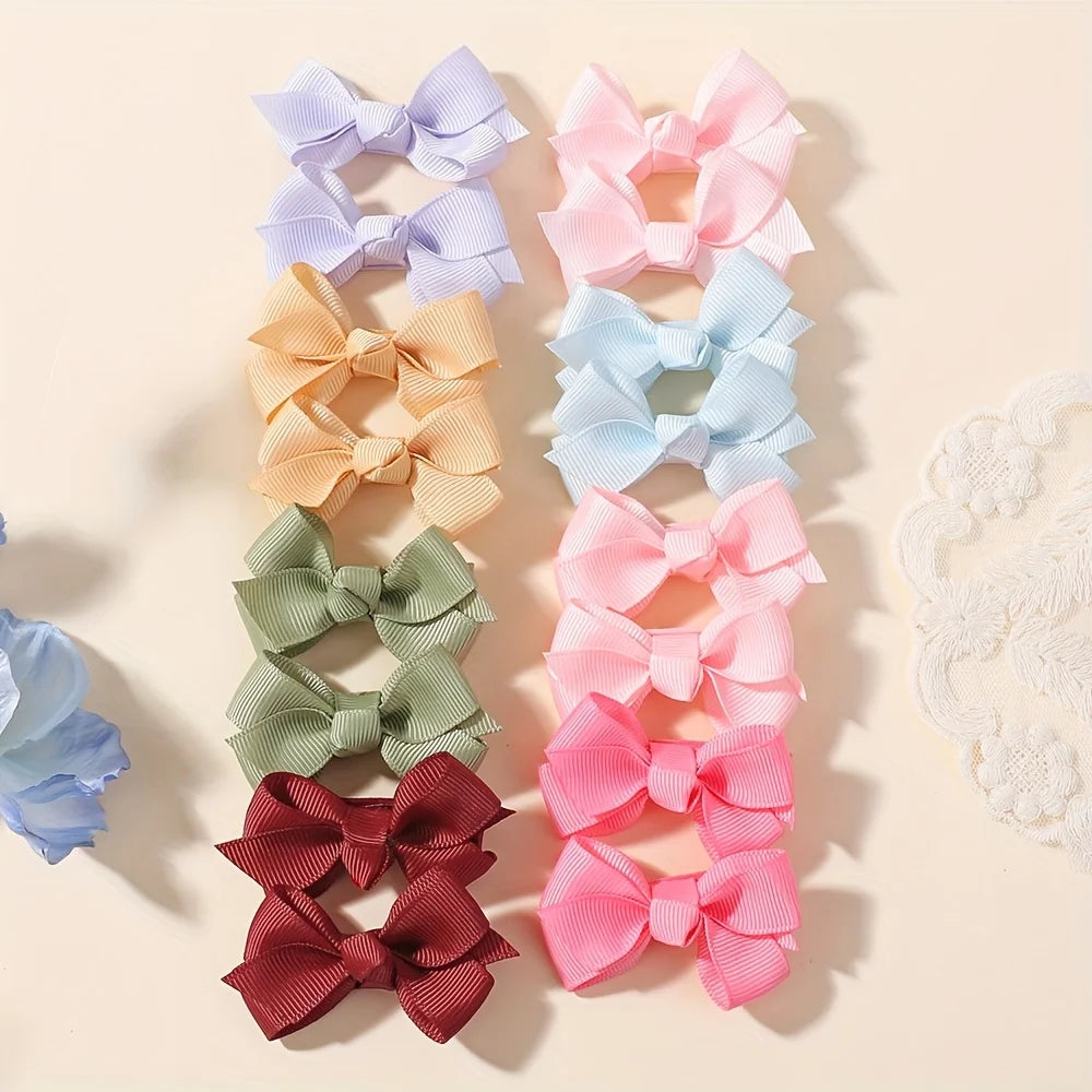 16pcs/Set Handmade Cute Colorful Ribbon Hair Bows Clips for Baby Girls Hairpin Barrettes Headwear Hair Accessories