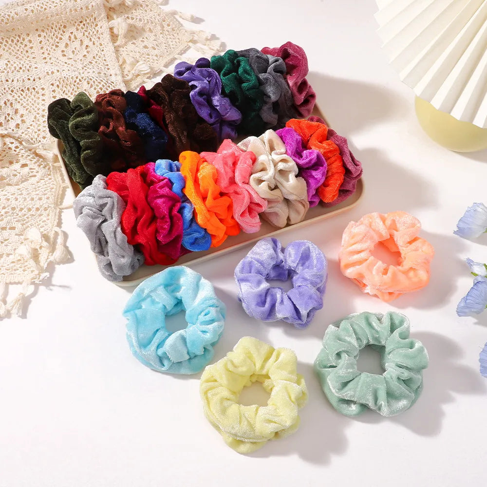 16pcs/set Velvet Round Frame Flexible Hair Ring for Girl Hair Holder Horsetail Head Rope Rubber Strapping Hair Accessories Gifts