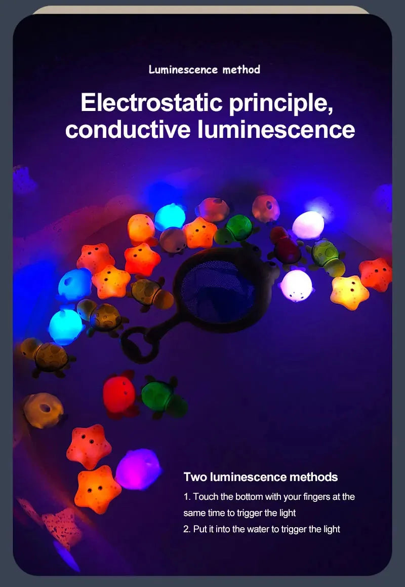9pcs Floating Light Up Animal Bath Toy Safe PVC Material For Children 3-5 Years Old Perfect For Pools 195F