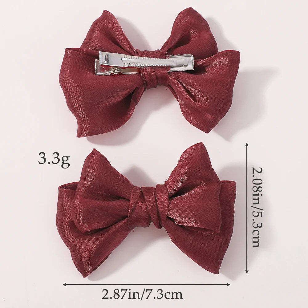 2Pcs/lot Princess Chiffon Bow Ponytail Hair Clips Girls Kids Hair Jewerly Hairpin Barrettes Fashion Hair Accessories