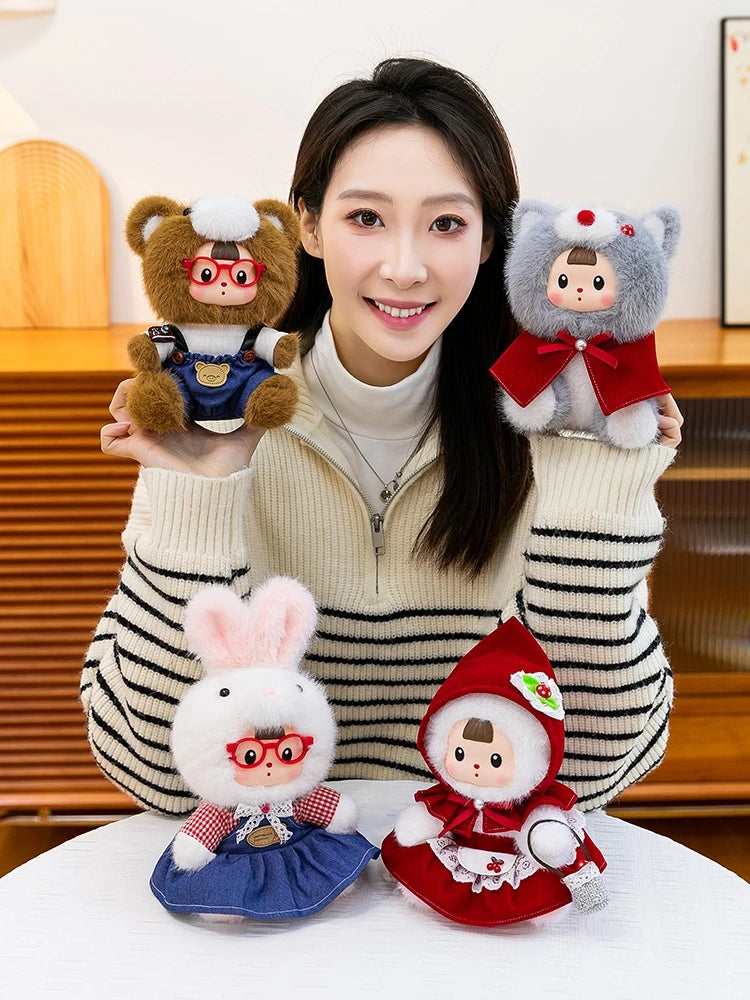 2026 New Little Red Riding Hood Big Gray Wolf Vinyl Plush Toys Cute Scholar Bear Scholar Rabbit Plush Doll Vinyl Table Companion