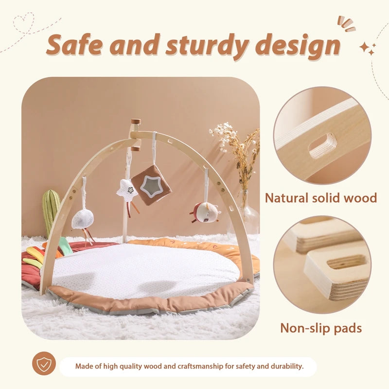 Baby Wooden Gym Frame Gym Activity Bird Tripod Gym Frame for Toddle Play Gym Mobile Hanging Sensory Toys Baby Room Decorations