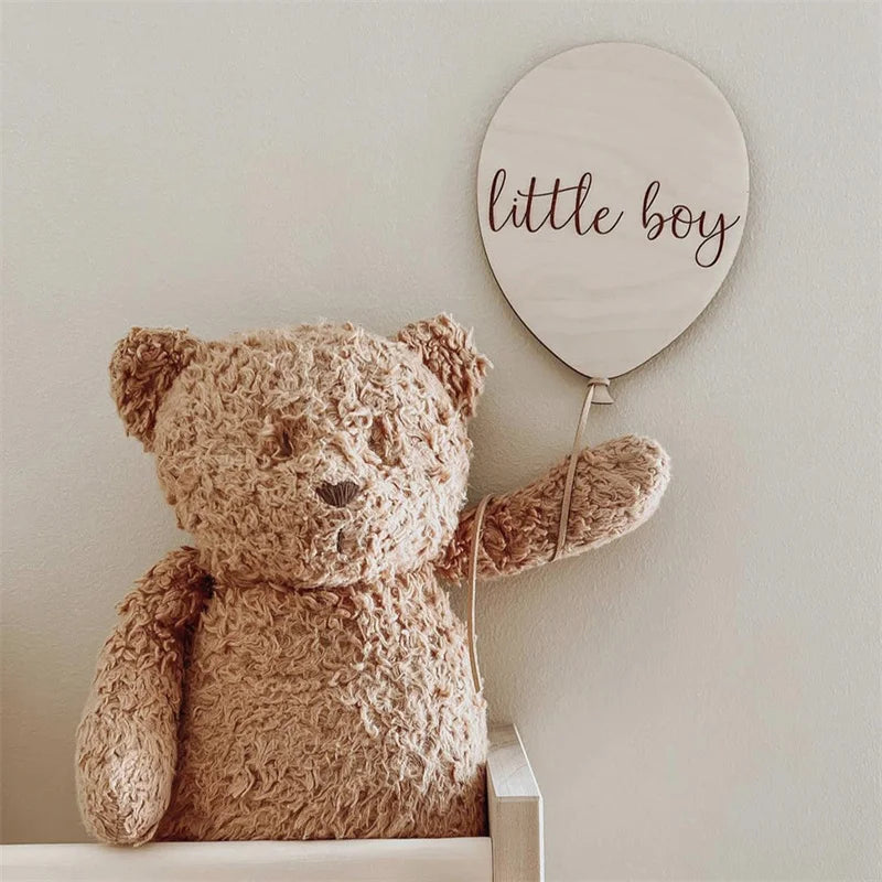 Wooden Balloon Wall Hanging Decor - 15cm Nursery Ornament.