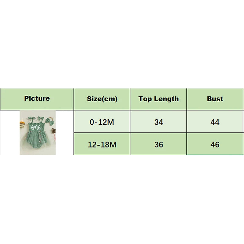Newborn Baby Girl 1st Birthday Outfits Summer Cute Sleeveless Tie Strap Tulle Bodysuit Dress with Headband Set Infants Clothes