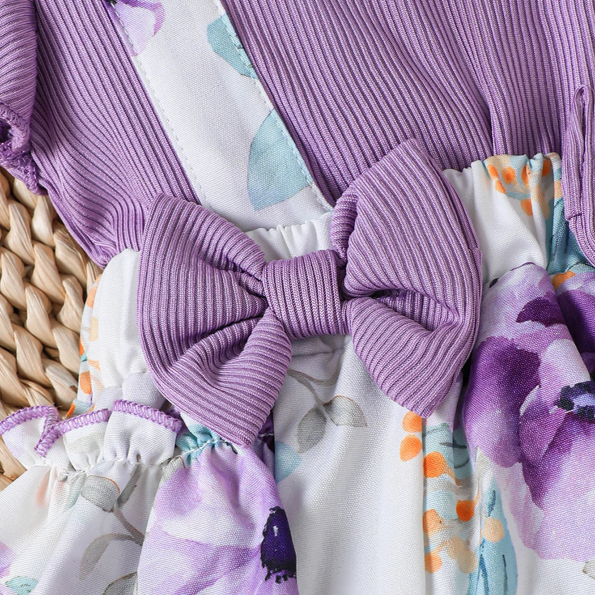 Baby girl 2-Piece Purple printed Bow Jumpsuit+Headband 0-18 Months Baby girl Summer Fashion Jumpsuit  Baby crawling suit