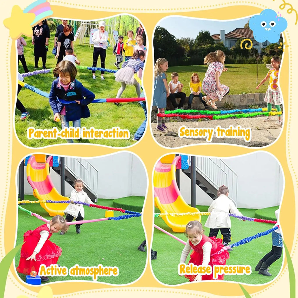 Elastic Rainbow Rope Stretchy Band Running Pull Circle Outdoor Team Sports Kindergarten Physical Training Equipment Outdoor Toy