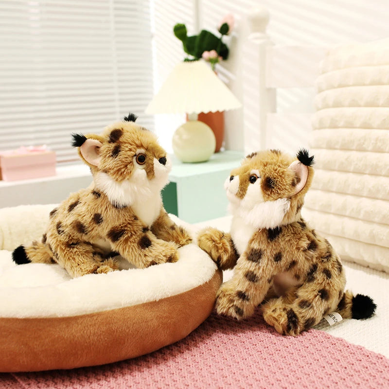 25CM Anime Yellow Leopard Plush Toy Ultra-Soft Simulated Animal Cute Wildlife Doll Lifelike Collectible Kids Gift