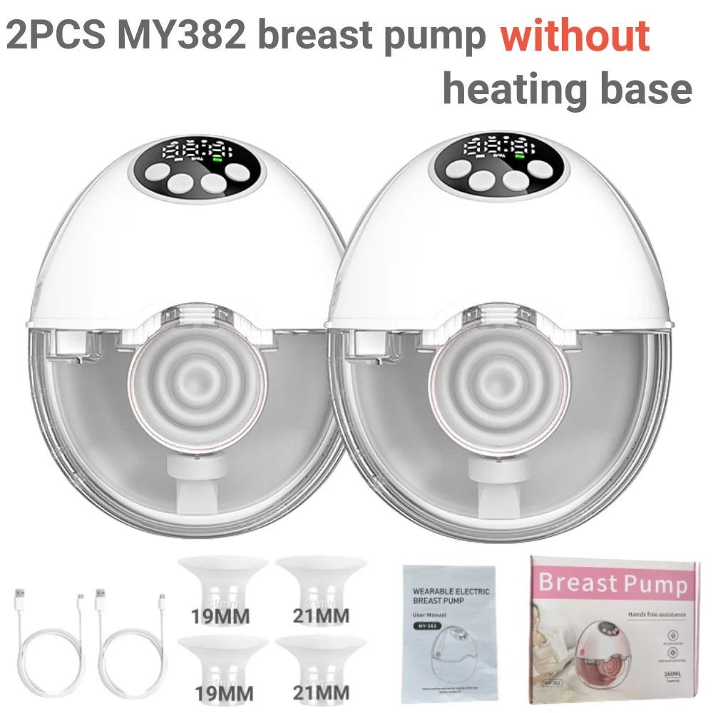 My My382 Wearable Electric Breast Pump Handsfree With UV Sterilize Heating Base BPA Free Double Pump