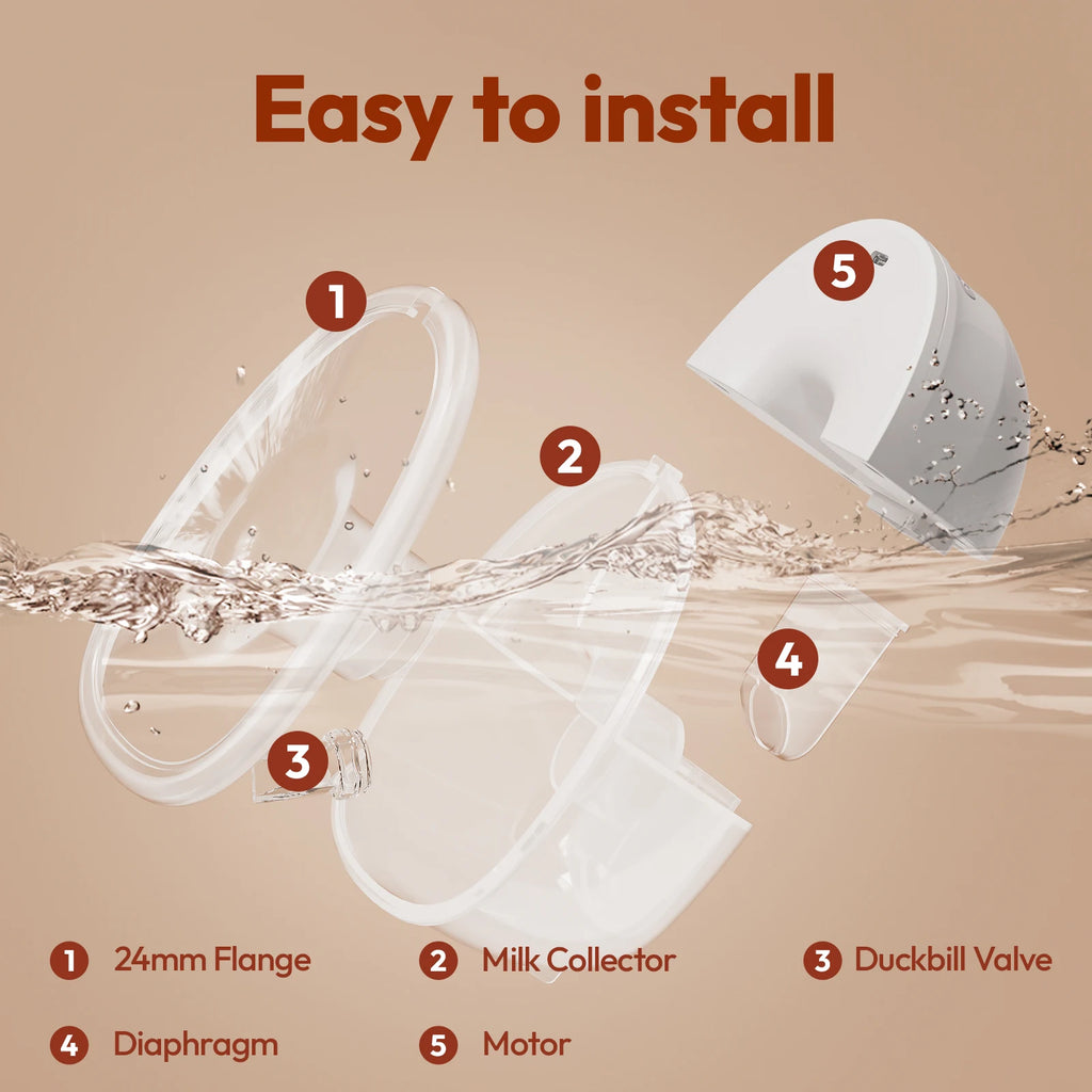 NCVI Wearable Breast Pump,Electric Hands Free Breast Pump with 4 Modes & 9 Levels,21/24mm Flange, Painless Low Noise