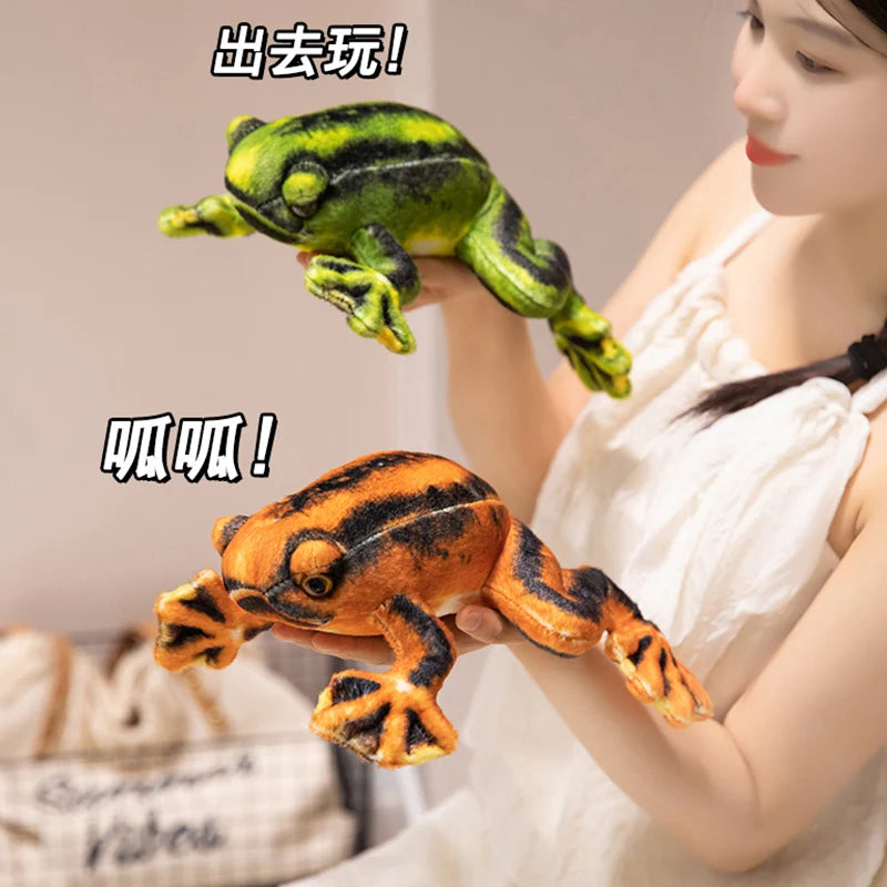 Simulation Cute Green Yellow Frog Plush Toy Super Soft Stuffed Animal Realistic Fun Frog Doll Baby Toys Gift Toy For Kid Girl