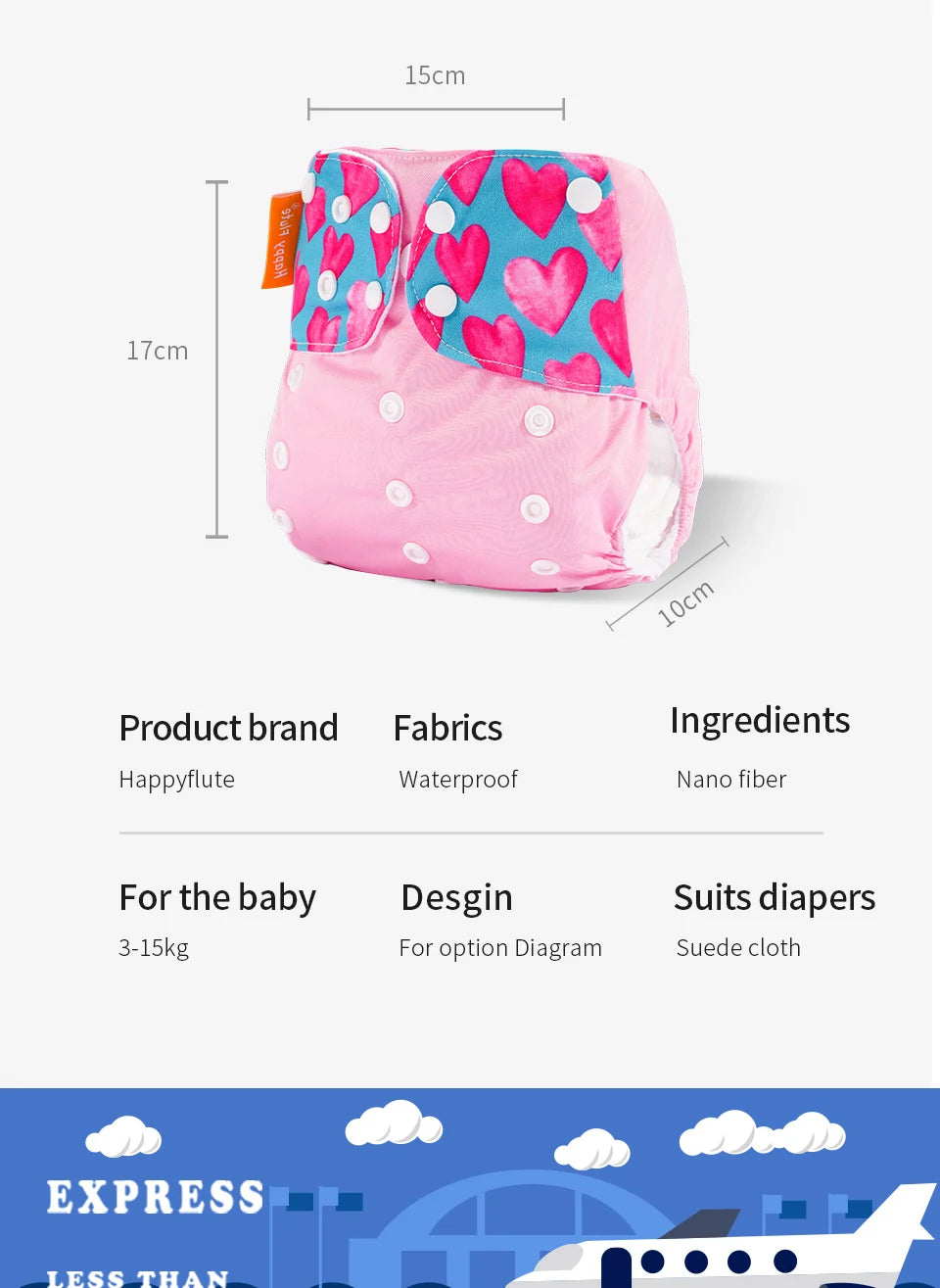 HappyFlute New Design Hot Sale OS Pocket Diaper Washable&Reusable Absorbent Ecological Nappy Baby Cloth Diaper