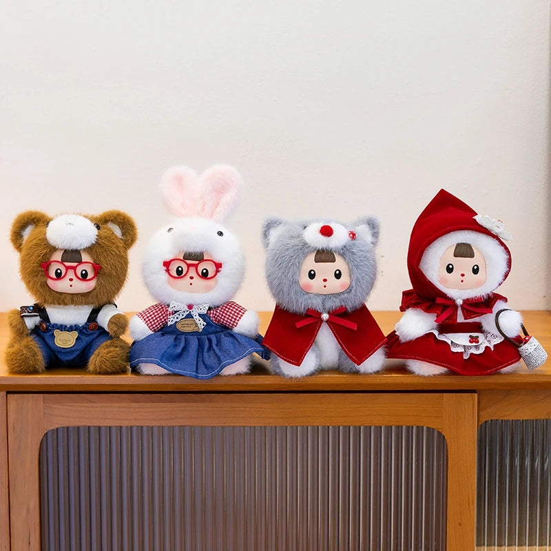 2026 New Little Red Riding Hood Big Gray Wolf Vinyl Plush Toys Cute Scholar Bear Scholar Rabbit Plush Doll Vinyl Table Companion
