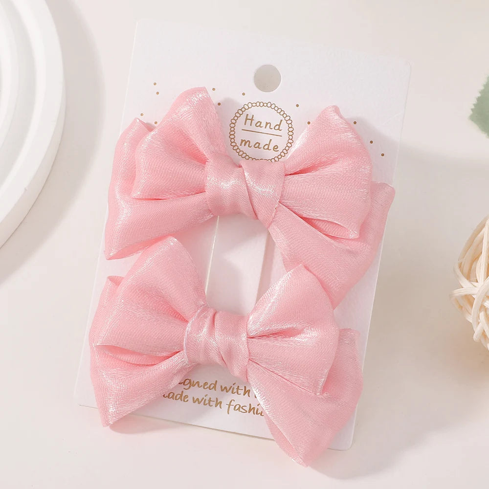 Princess Chiffon Bow Ponytail Hair Clips For Girls 2 Pieces Model PCHB01 For Everyday Use Hair Accessories
