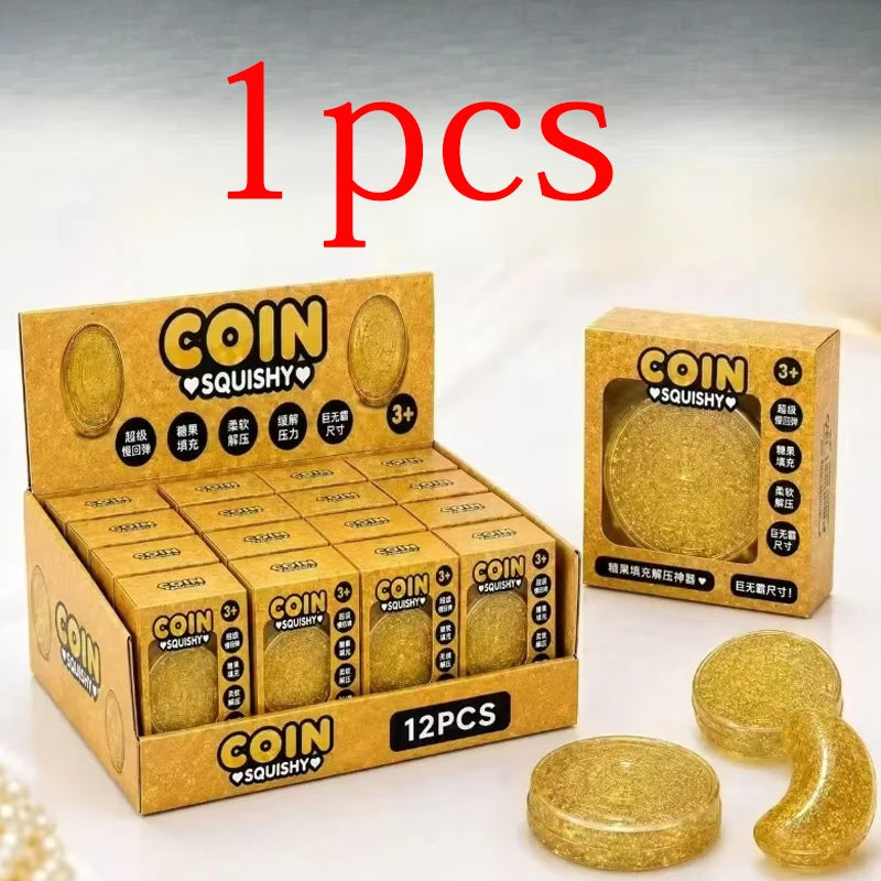 ///Dollar Gold Coin Squishy Slow Rising Stress Relief Fidget Toy Large Size Soft PU Squeeze Toy Funny Wealth Themed Desktop Gift