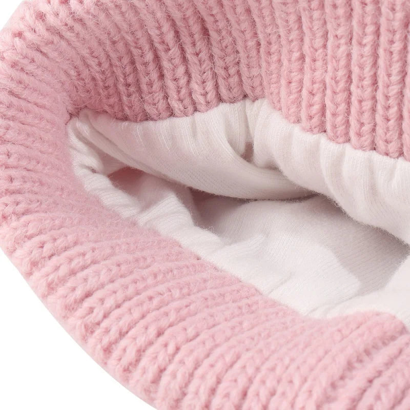 Cross-Border European and American Children's Bowknot Knitted Hat Winter New Thickened Warm Newborn Wool Hat Baby Hat