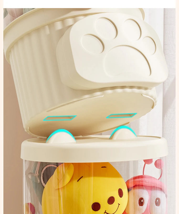 Transparent Doll Plush Storage Box Bucket Moistureproof Stuffed Animal Organizer Tube for Children's Toys Home Organization