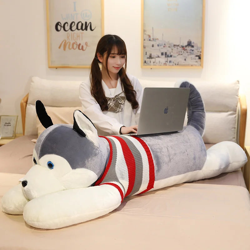 Hot New Huggable Giant Dog Plush Toy Soft Stuffed Husky Long Pillow Cartoon Animal Doll Sleeping Cushion Home Decor Kids Gift