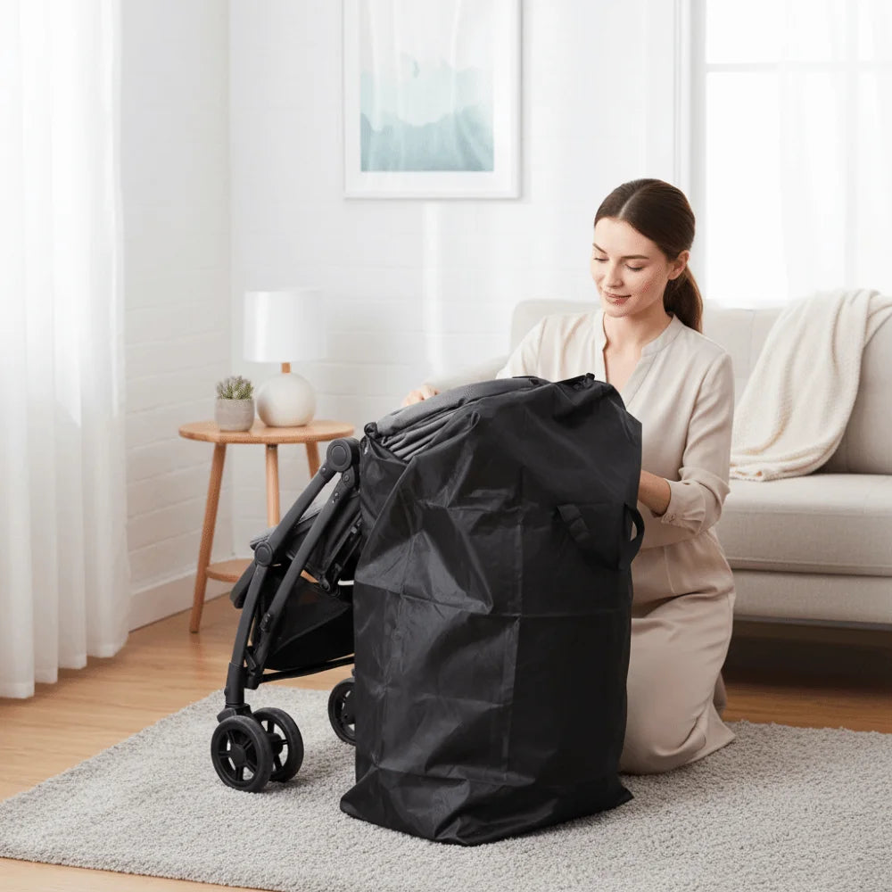 Water-Resistant Stroller Travel Bag Oxford Cloth Drawstring Closure Pram Storage Organizer Heavy-Duty Large Capacity