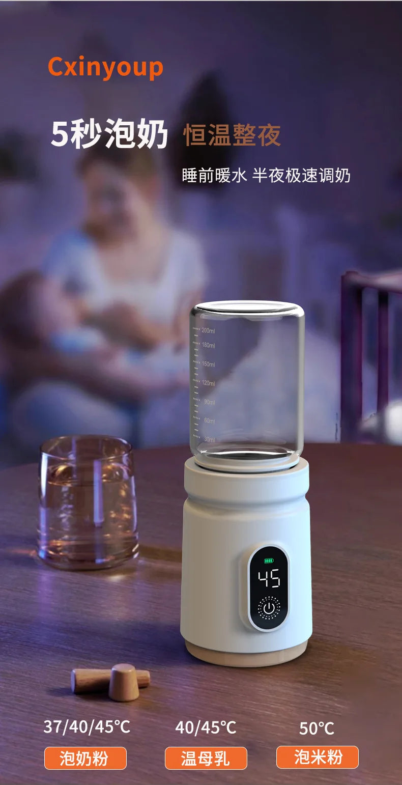 Cxinyoup portable breast warmer with constant temperature/wireless baby formula dispenser for outdoor use/warm milk mixer