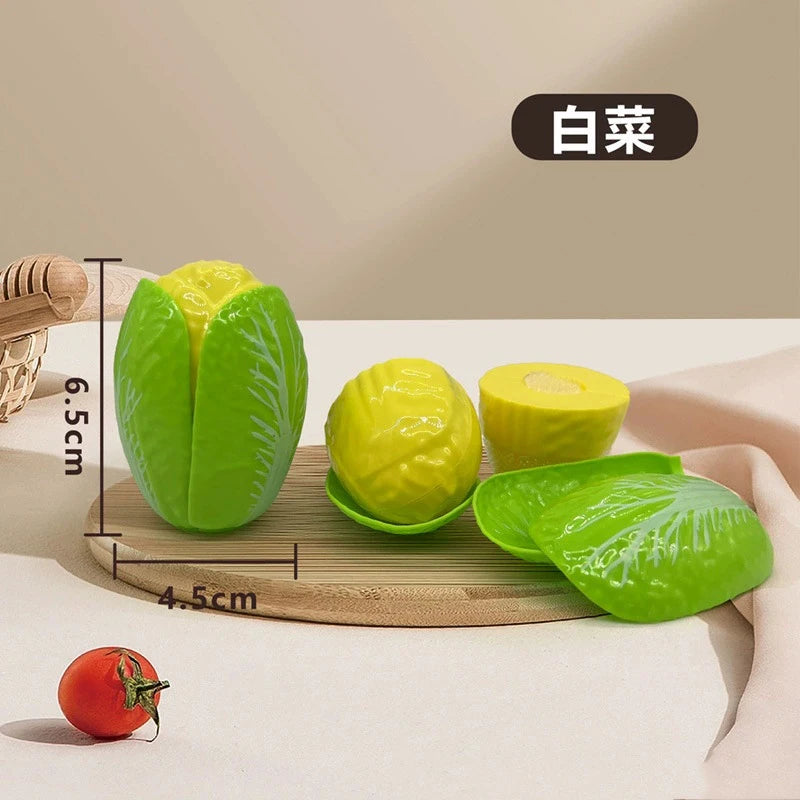 Chechele Montessori Simulation Educational Toy Set For Pretend Play Food Vegetables Fruits Bread Model Che-122