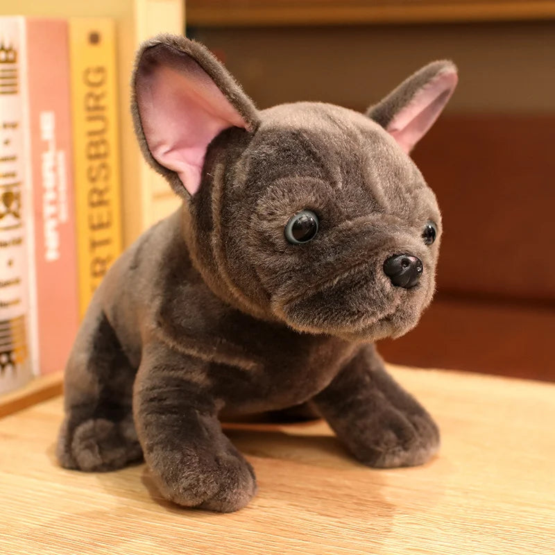 Hot 28cm Bulldog Plush Toy Realistic Stuffed Animals Black Grey Bulldog Plush Lifelike Pet Dog Soft Doll Gift