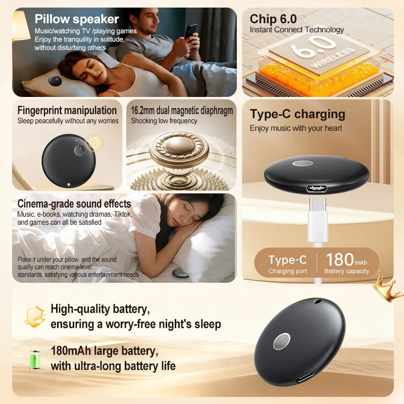 Lenovo Mini Portable Bedside Sleep Speaker With High-definition Sound Quality White Noise Intelligent Pillow Under Speaker